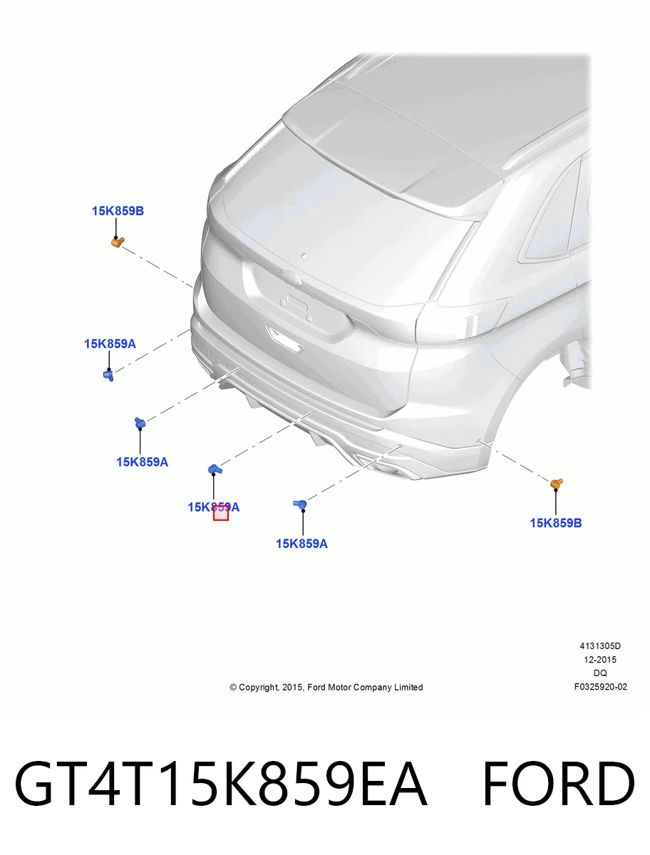 GT4T15K859EA Ford Датчик сигнализации парковки (парктроник) задний боковой