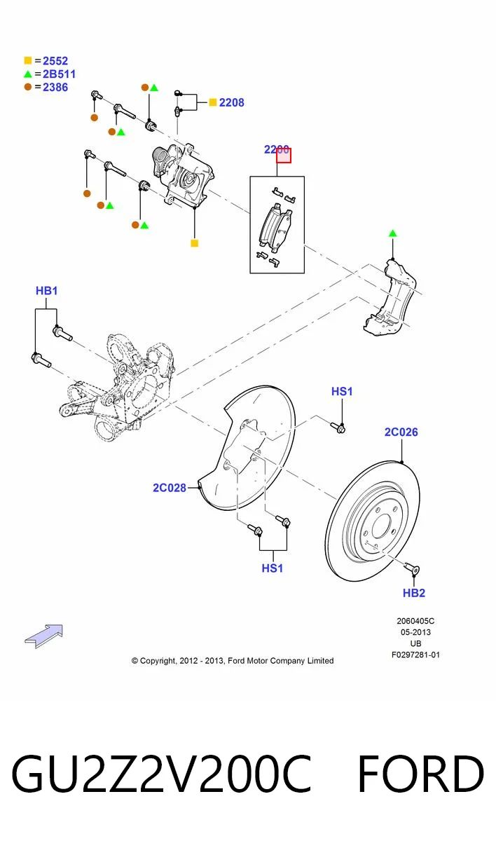 GU2Z2V200C Ford Колодки тормозные дисковые комплект