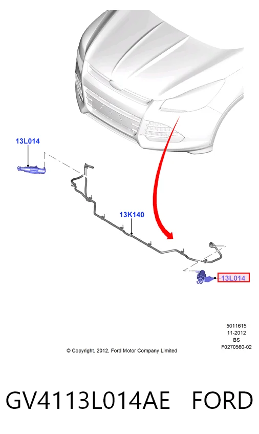 GV4113L014AE Ford Сопло омывателя фары передней, правой