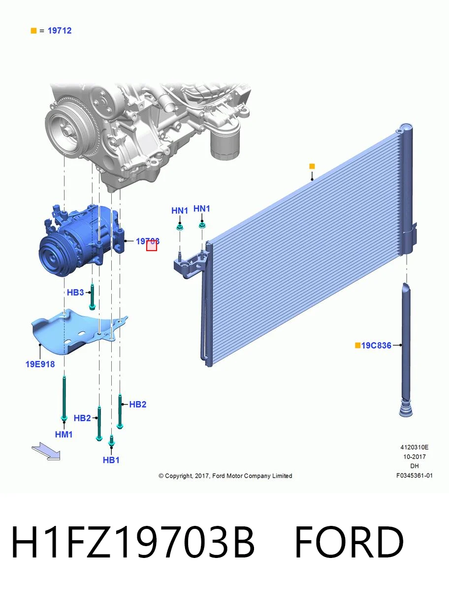H1FZ19703B Ford Компрессор хладагента