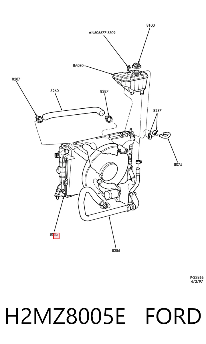 H2MZ8005E Ford Радиатор основной