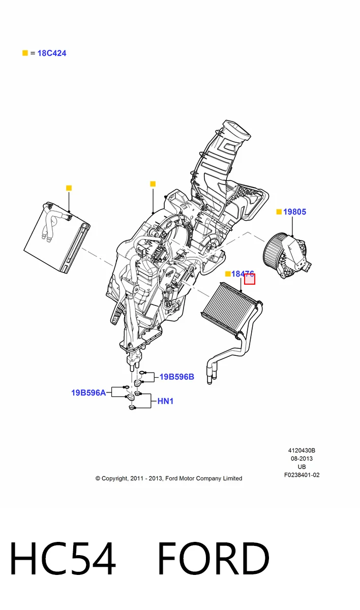 HC54 Ford Отопление кузова заднее