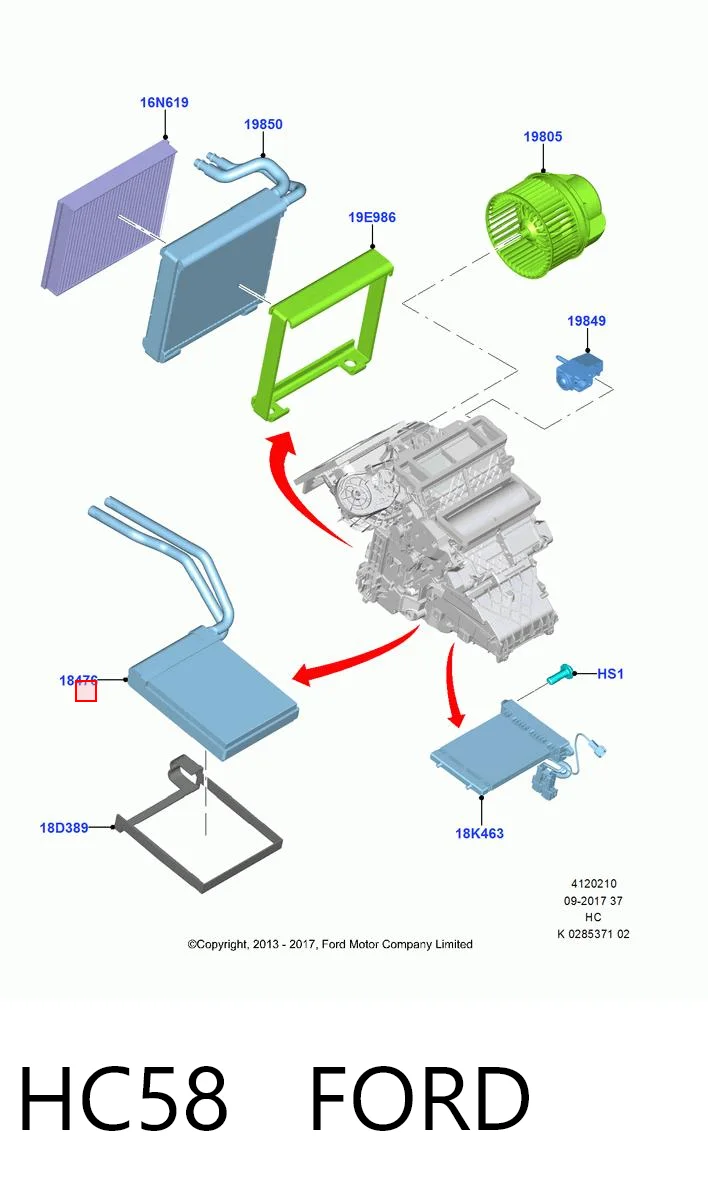 Радиатор печки (отопителя) Ford Escape II внедорожник (DM2) (2012 - 2019) цена, от 26.08 USD