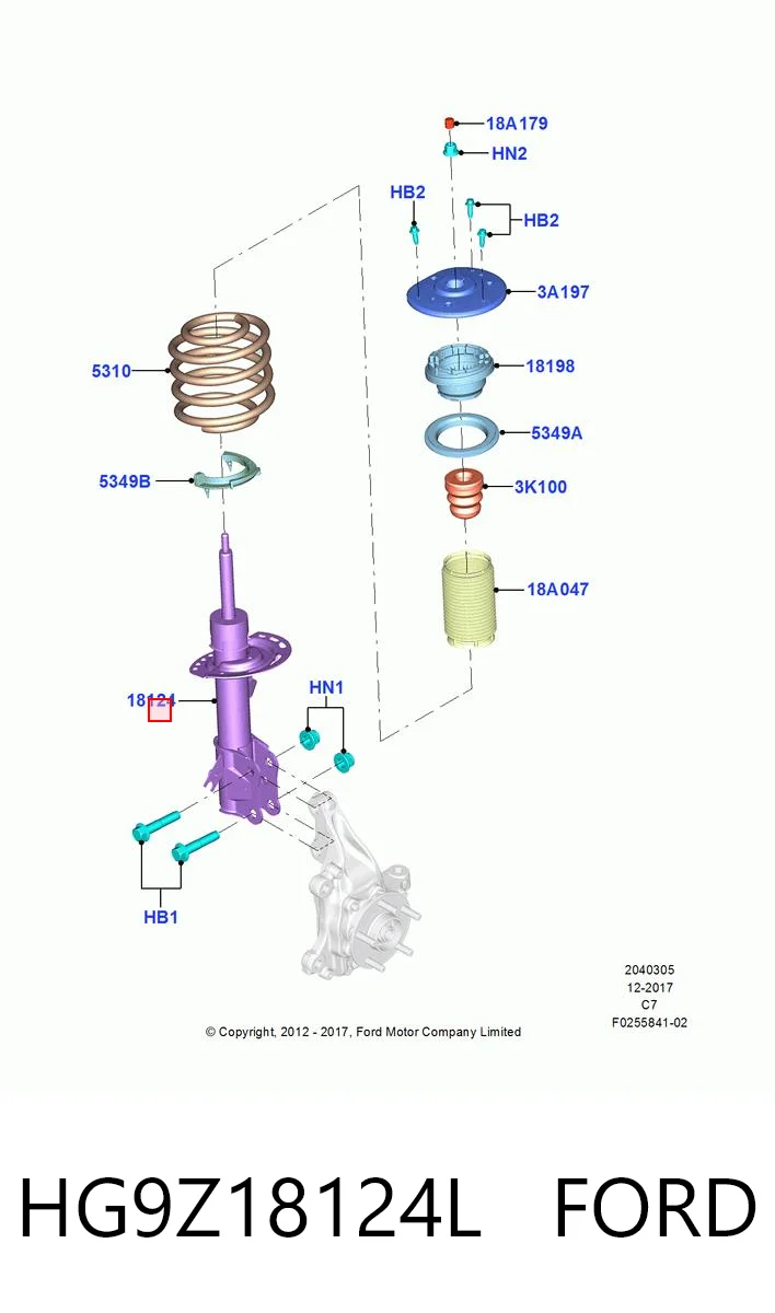 HG9Z18124L Ford Амортизатор передней подвески правый
