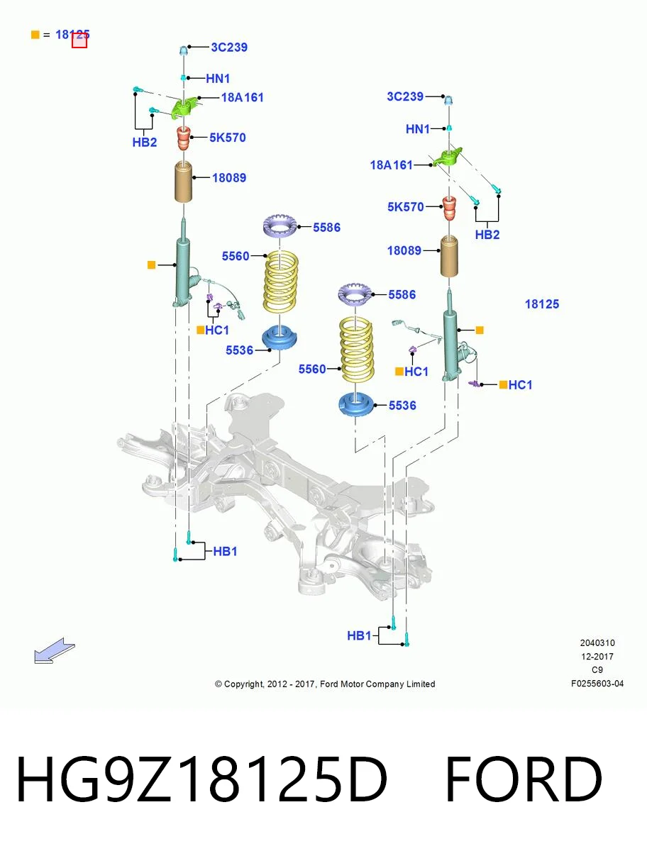 HG9Z18125D Ford Амортизатор задней подвески, левый