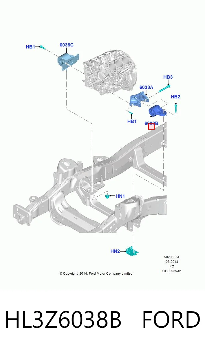 HL3Z6038B Ford Подушка (опора) двигателя, левая