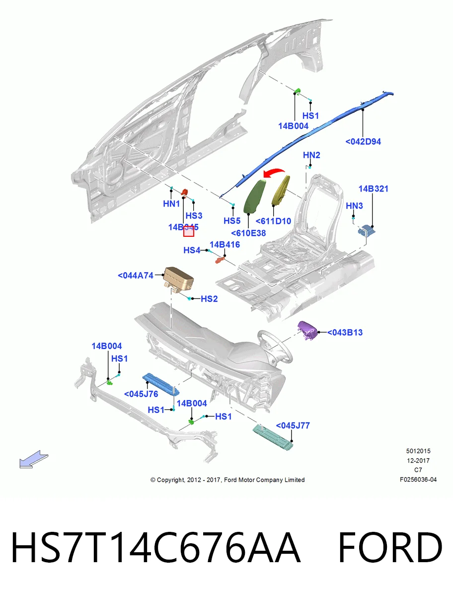 HS7T14C676AA Ford Датчик AIRBAG передний