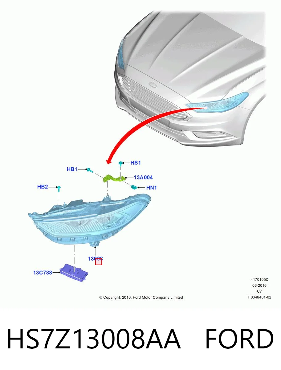 HS7Z13008AA Ford Фара