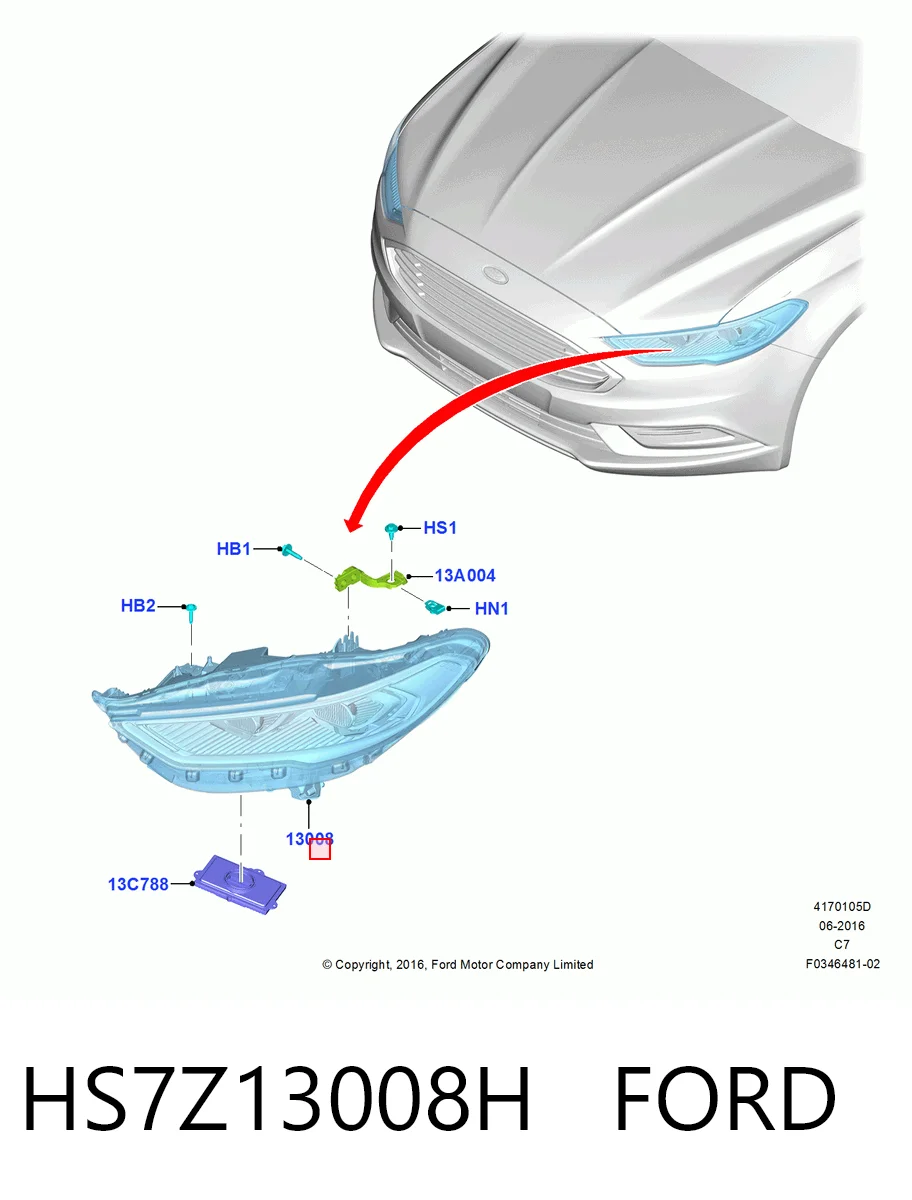 HS7Z13008H Ford Фара