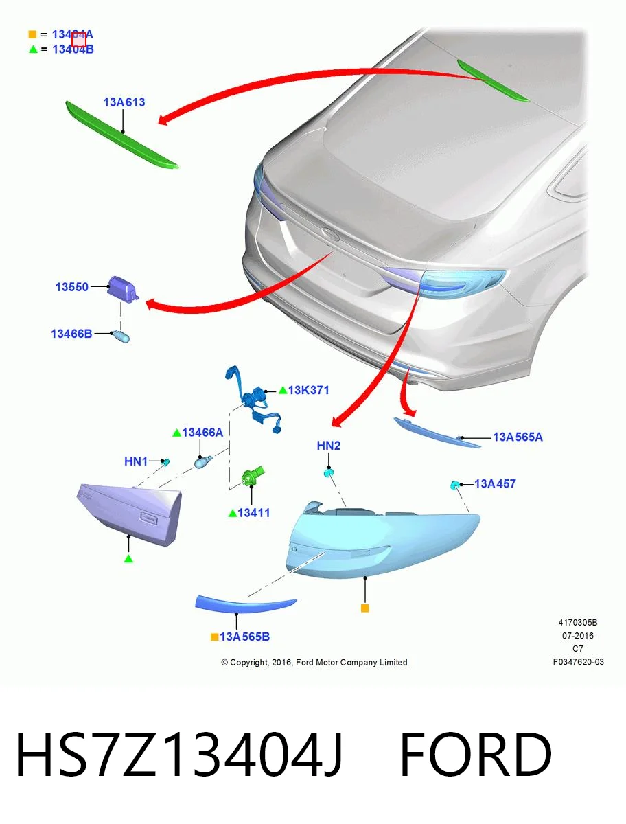 HS7Z13404J Ford Задний правый внешний фонарь
