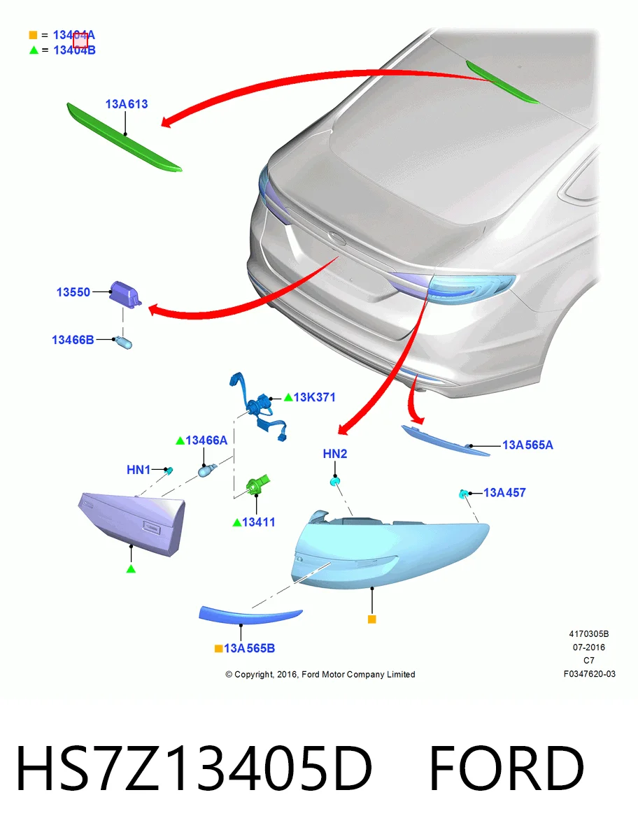 HS7Z13405D Ford Фонарь задний