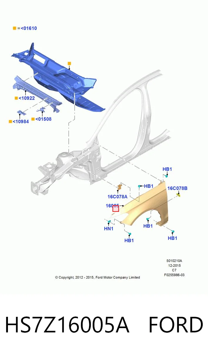 HS7Z16005A Ford Переднее правое крыло
