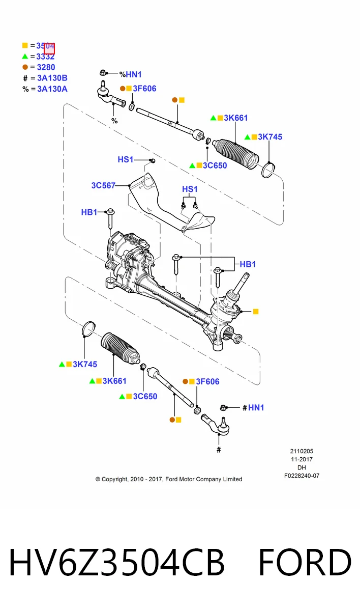 HV6Z3504CB Ford Управление рулевое в сборе