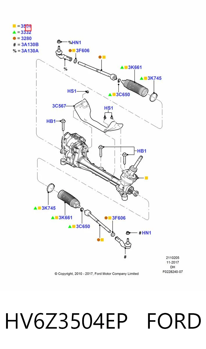 HV6Z3504EP Ford Управление рулевое в сборе