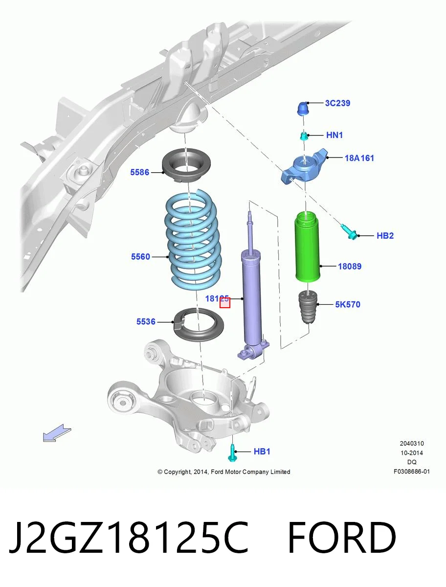 J2GZ18125C Ford Амортизаторы задние