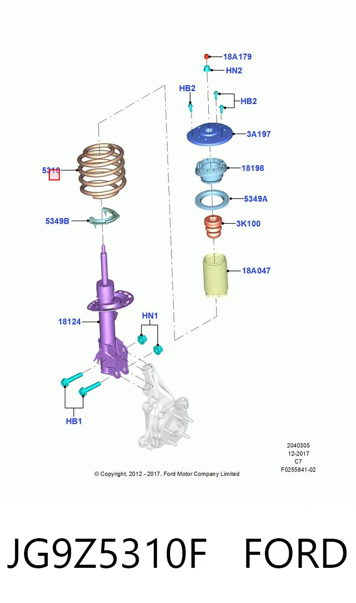 JG9Z5310F Ford Пружина передней подвески
