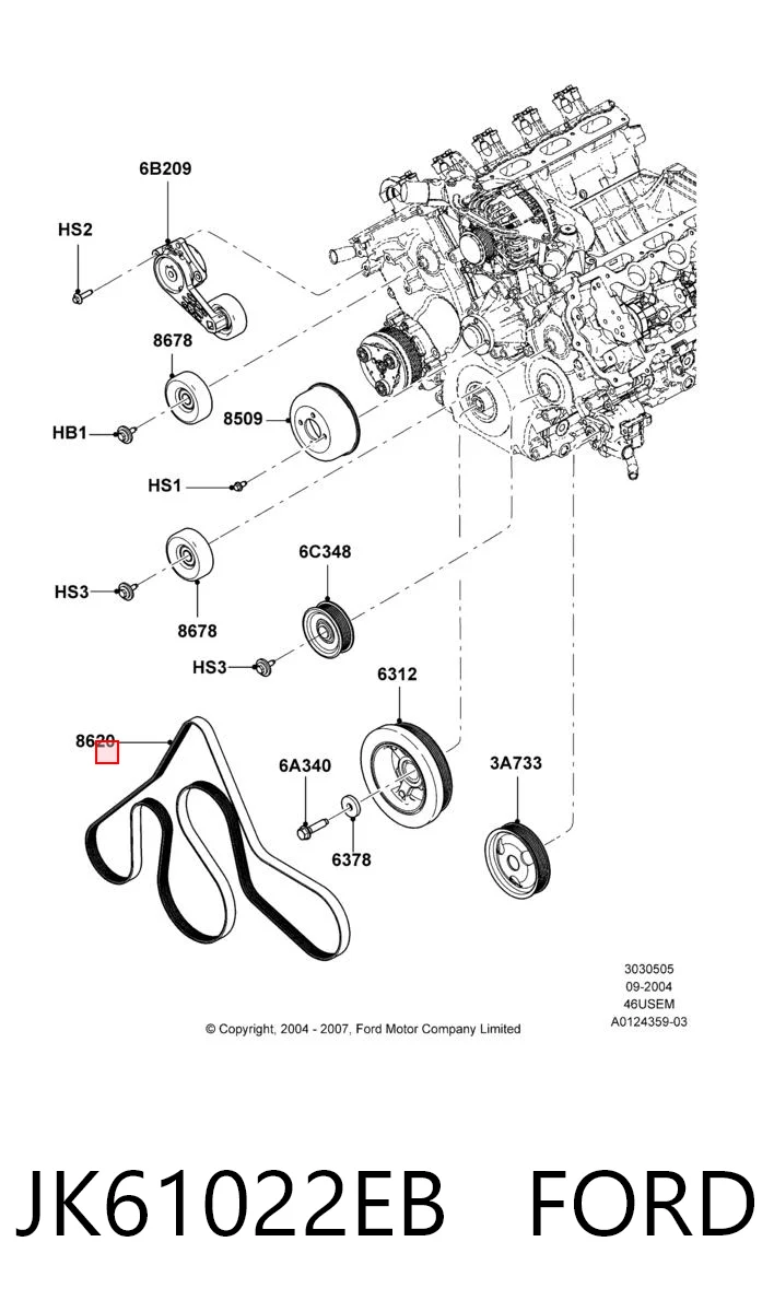 JK61022EB Ford Поликлиновый ремень