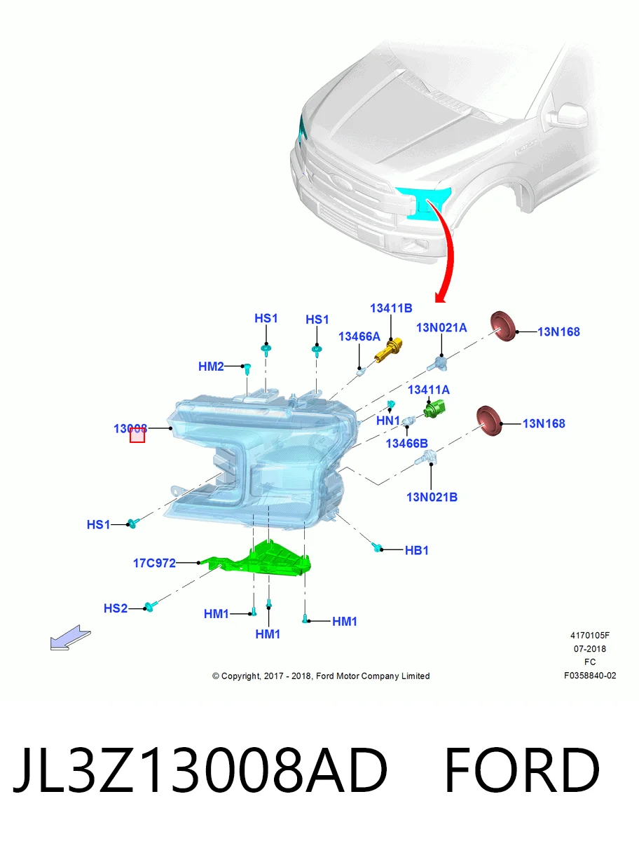 JL3Z13008AD Ford Фара