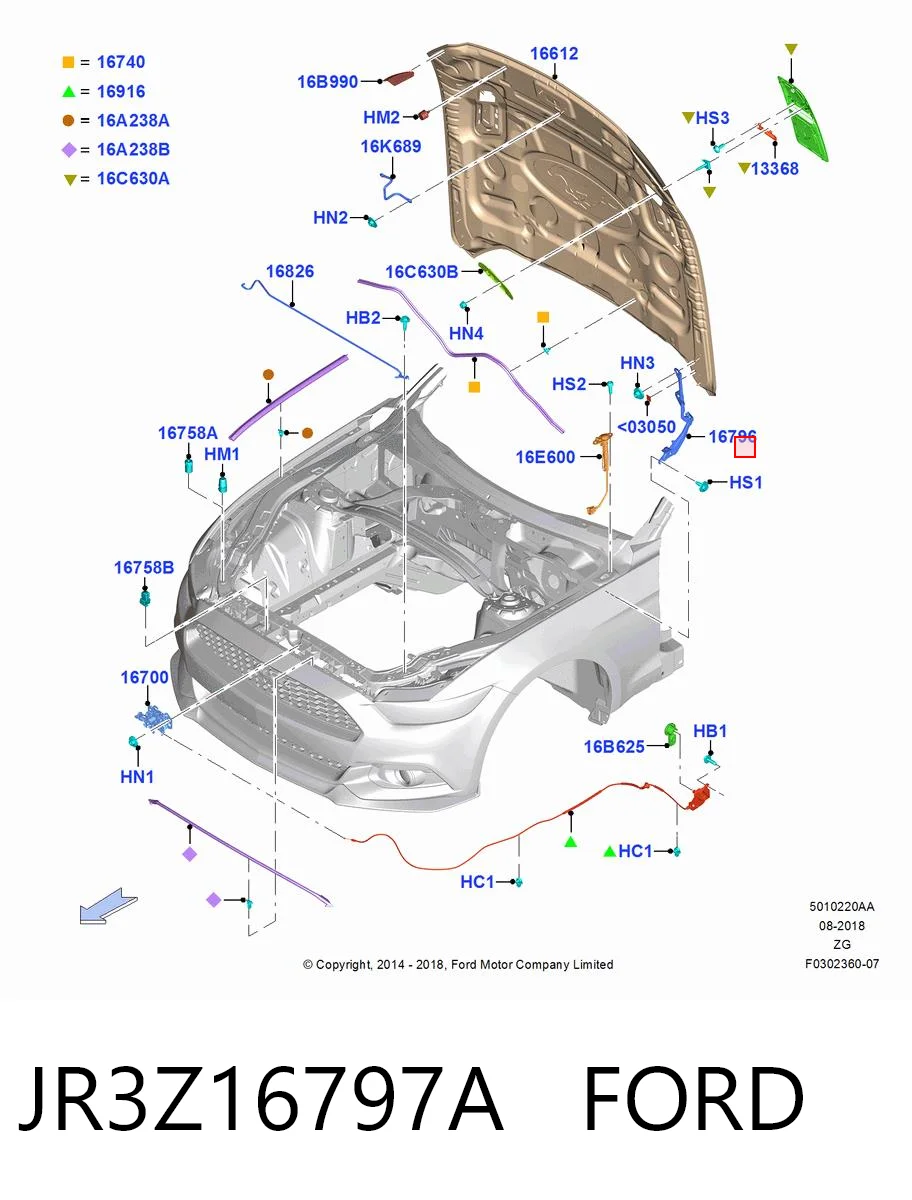 JR3Z16797A Ford Шарнир капота левый