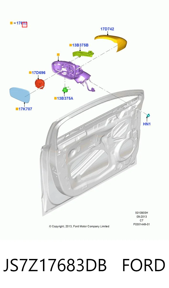 JS7Z17683DB Ford Левое боковое зеркало
