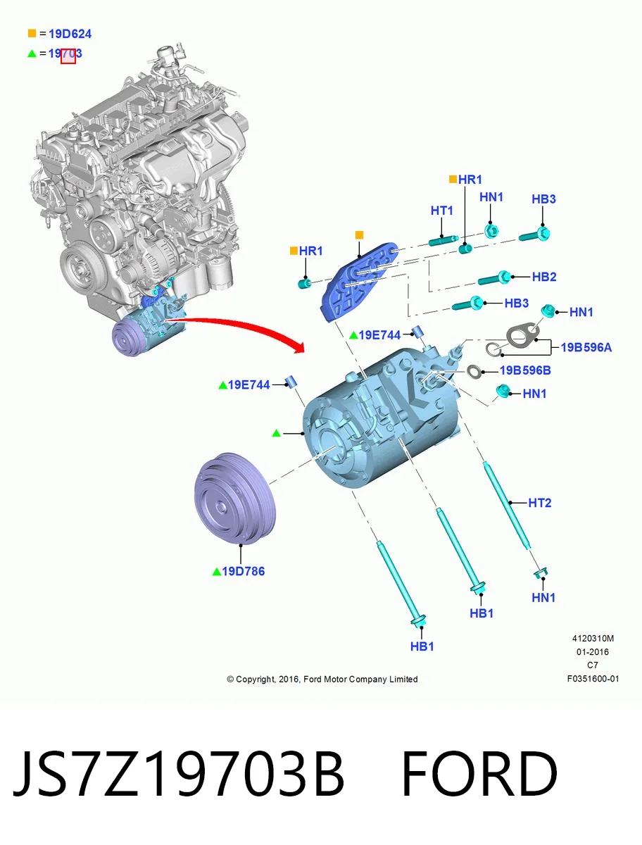 JS7Z19703B Ford Компрессор хладагента