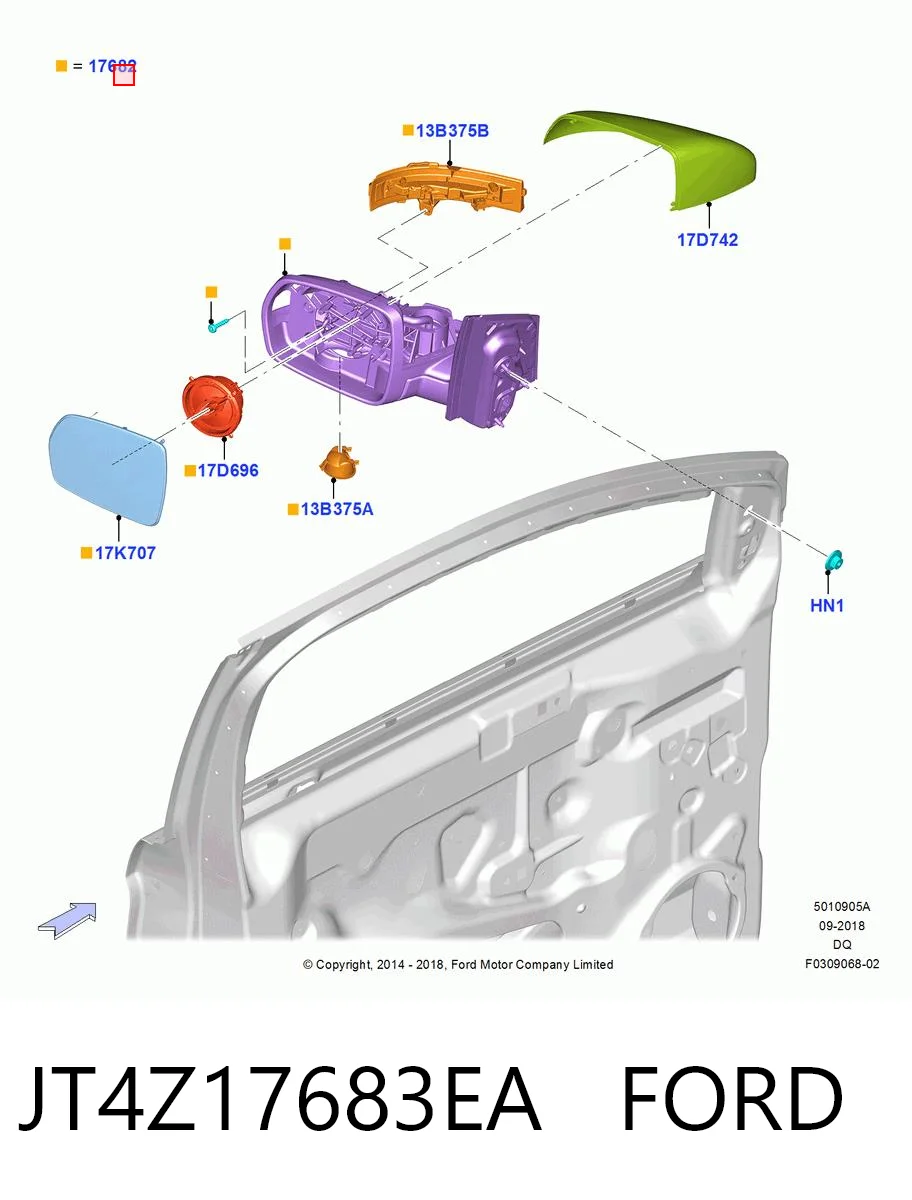 JT4Z17683EA Ford Левое боковое зеркало