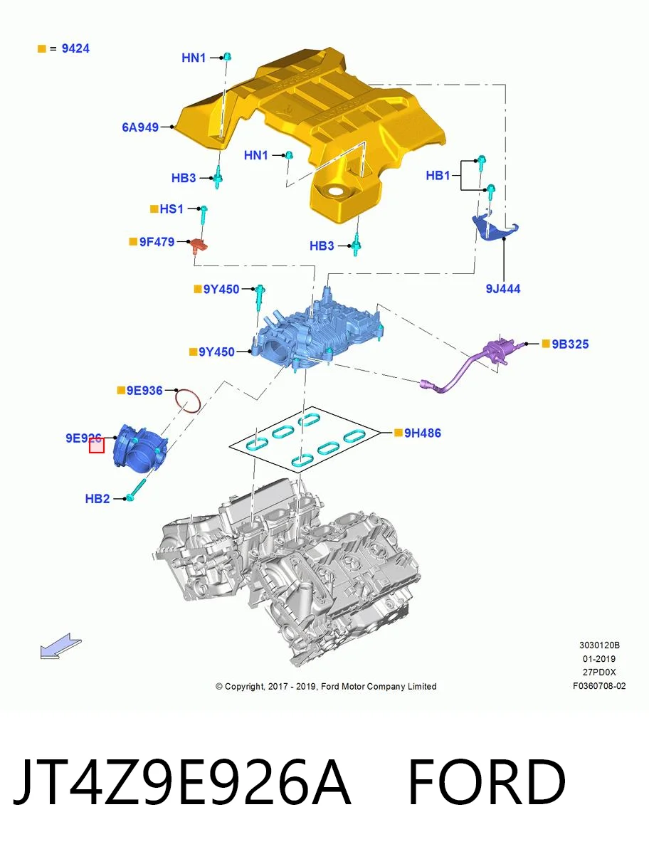 JT4Z9E926A Ford Дроссельная заслонка