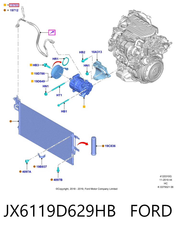 JX6119D629HB Ford Компрессор хладагента
