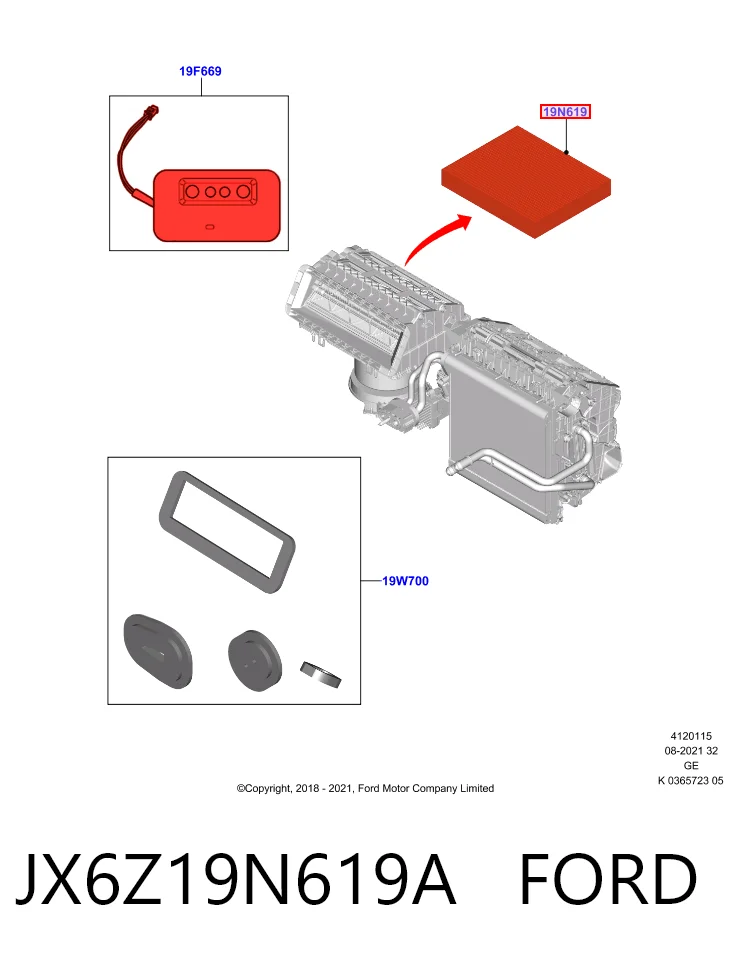 JX6Z19N619A Ford Внутрисалонный фильтр
