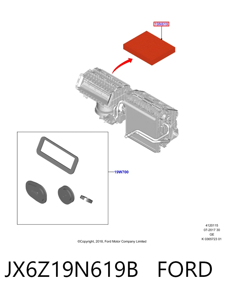 JX6Z19N619B Ford Внутрисалонный фильтр