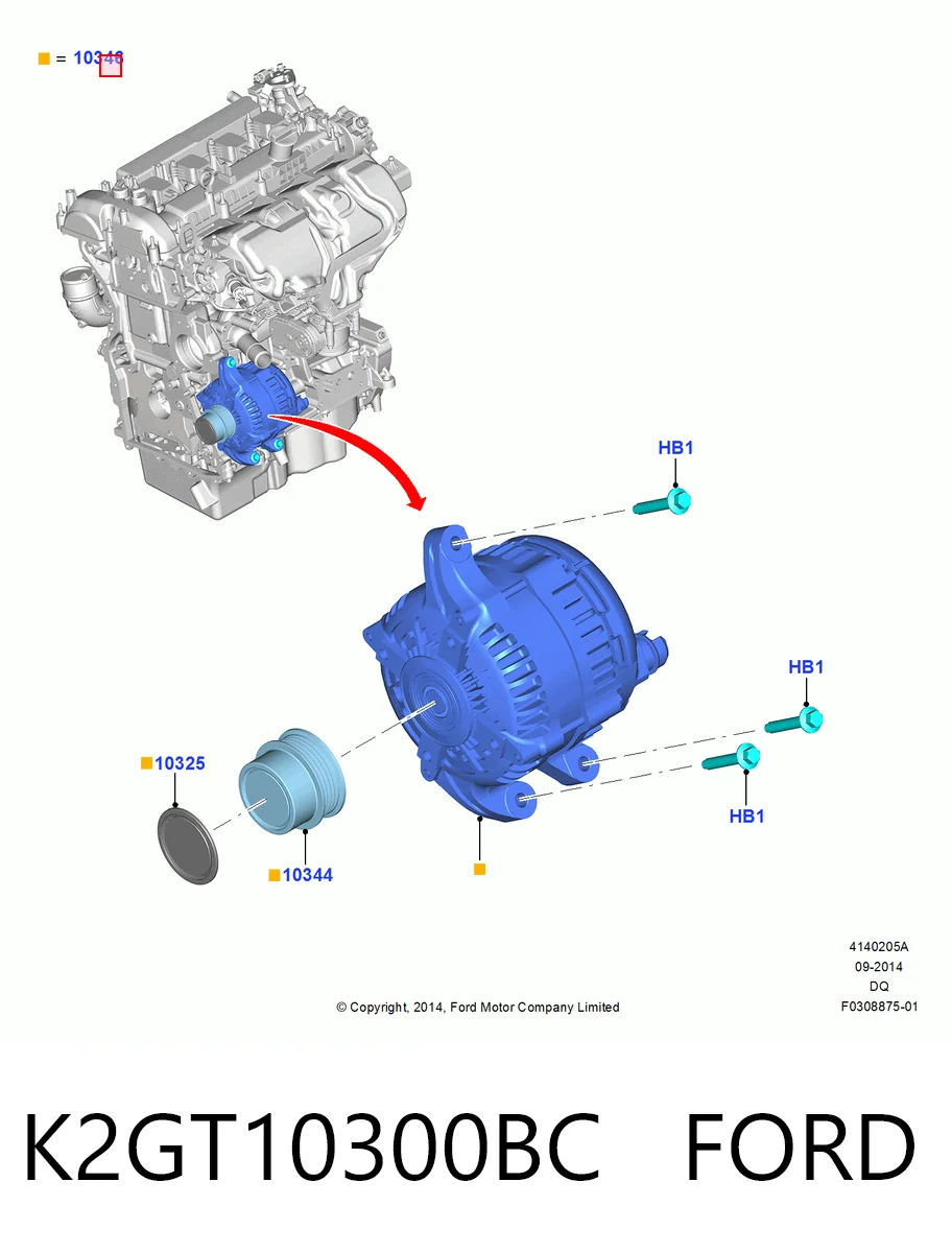K2GT10300BC Ford Генератор автомобильный
