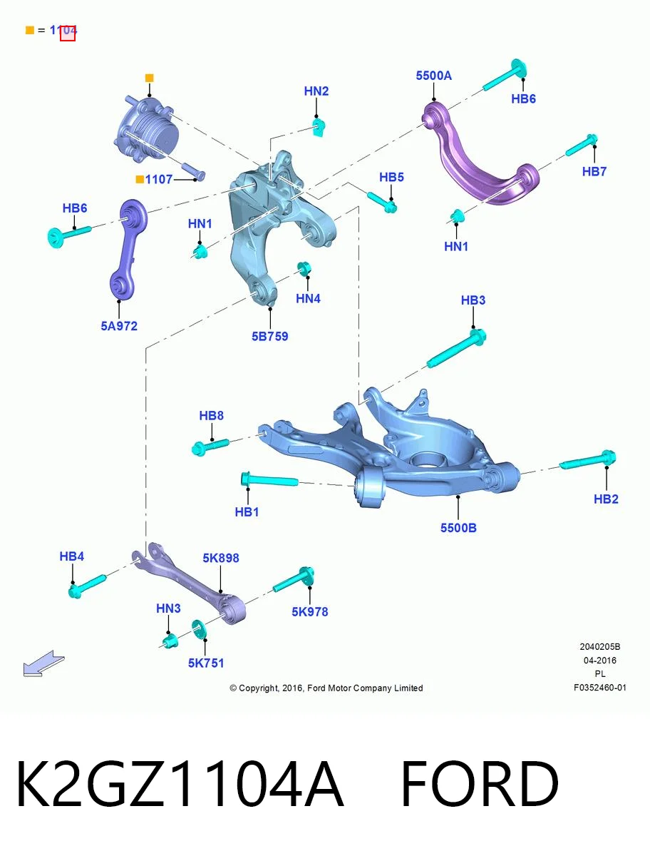 K2GZ1104A Ford Ступица колеса передняя