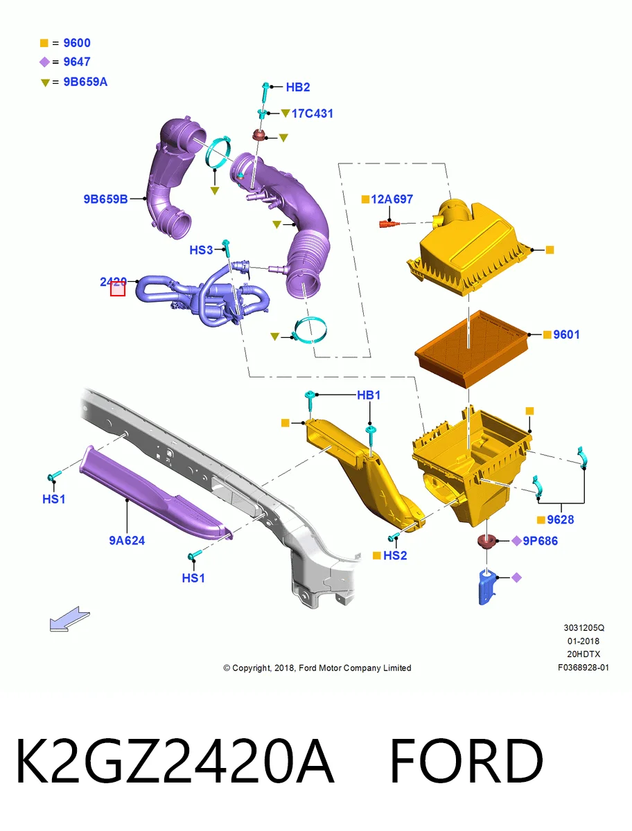 K2GZ2420A Ford Обратный клапан вакуумной системы