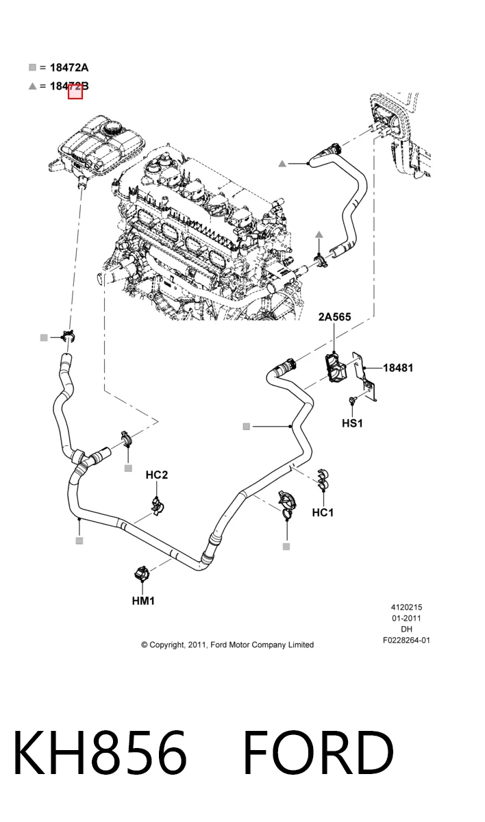 KH856 Ford Шланг радиатора печки