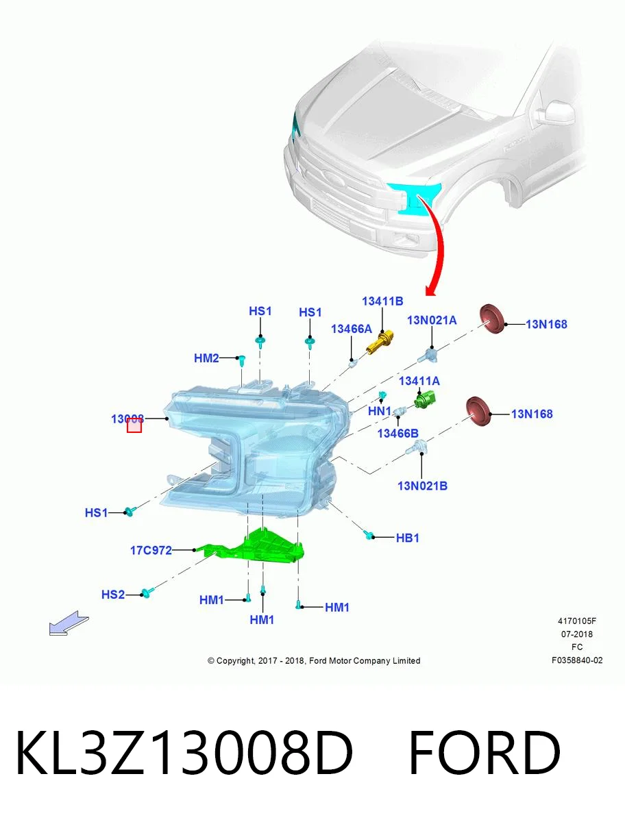 KL3Z13008D Ford Фара