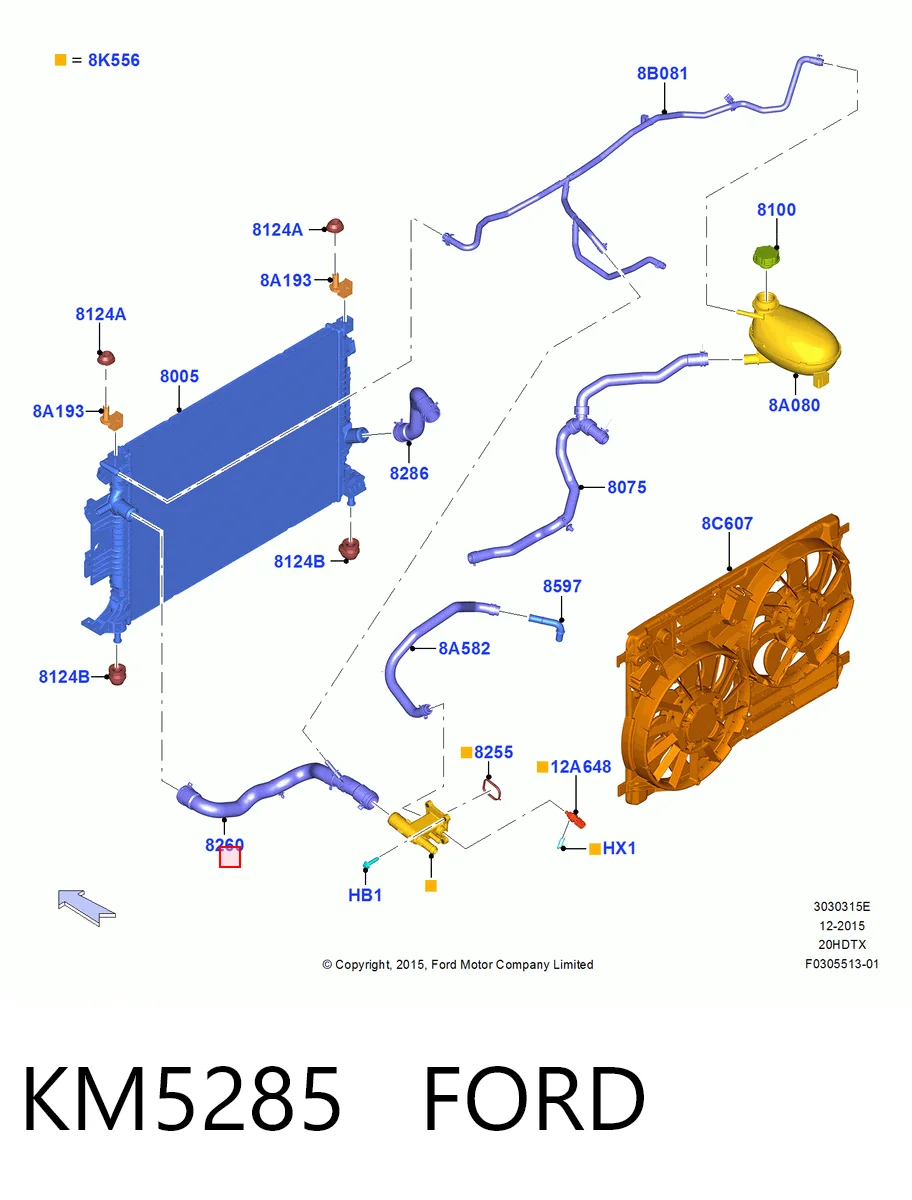 KM5285 Ford Шланг системы охлаждения