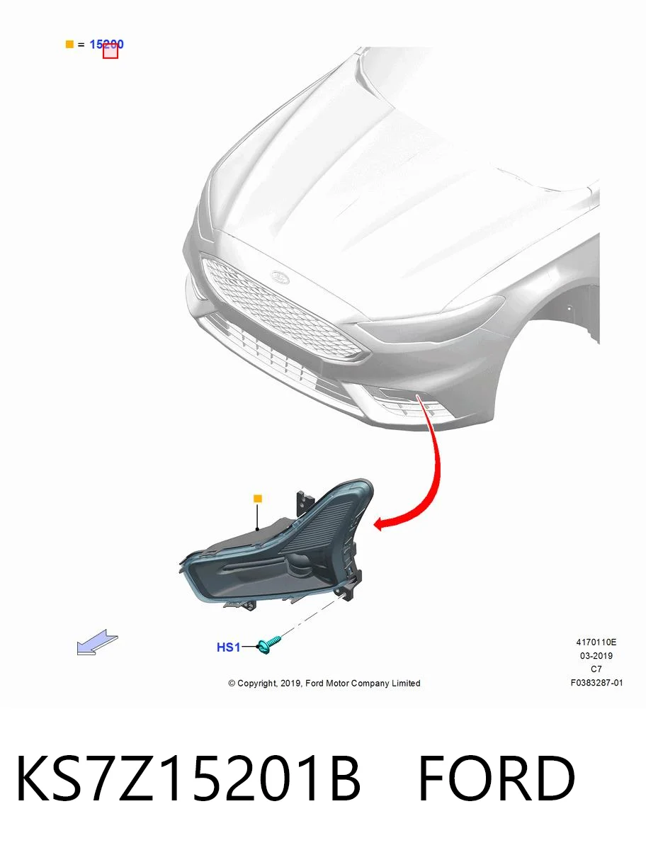 KS7Z15201B Ford Противотуманная фара левая