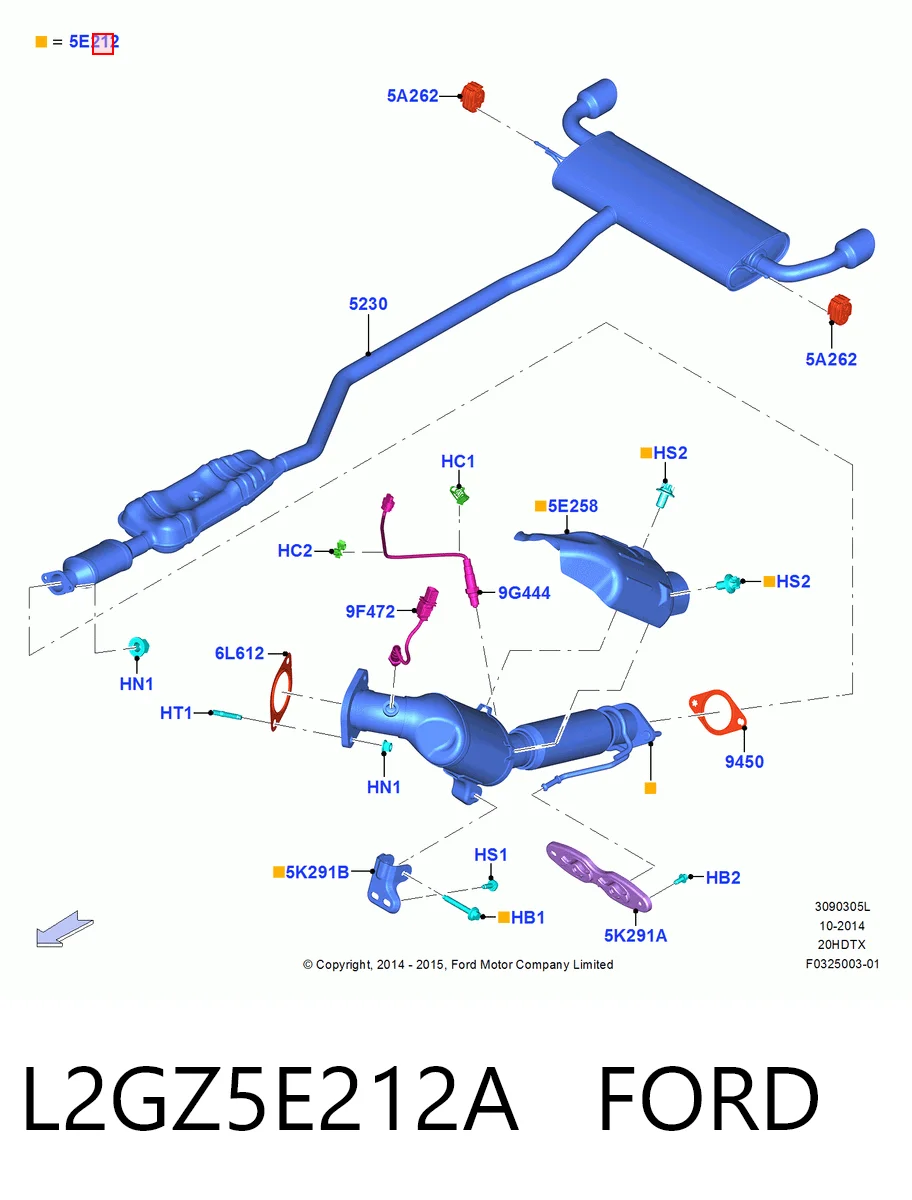 Каталитический нейтрализатор отработавших газов Ford Edge II внедорожник (CD539) (2014 - 2024) цена, от 228.05 USD