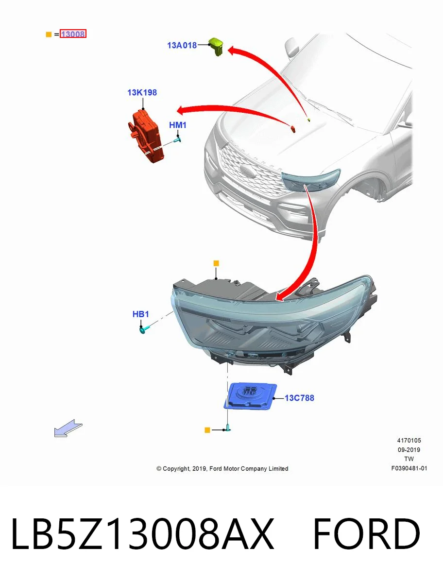 LB5Z13008AX Ford Фара передняя правая