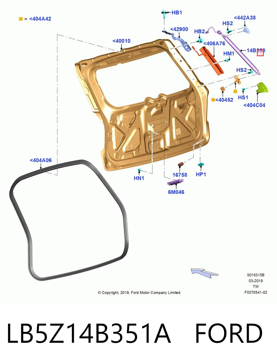 LB5Z14B351A Ford Амортизатор крышки багажника