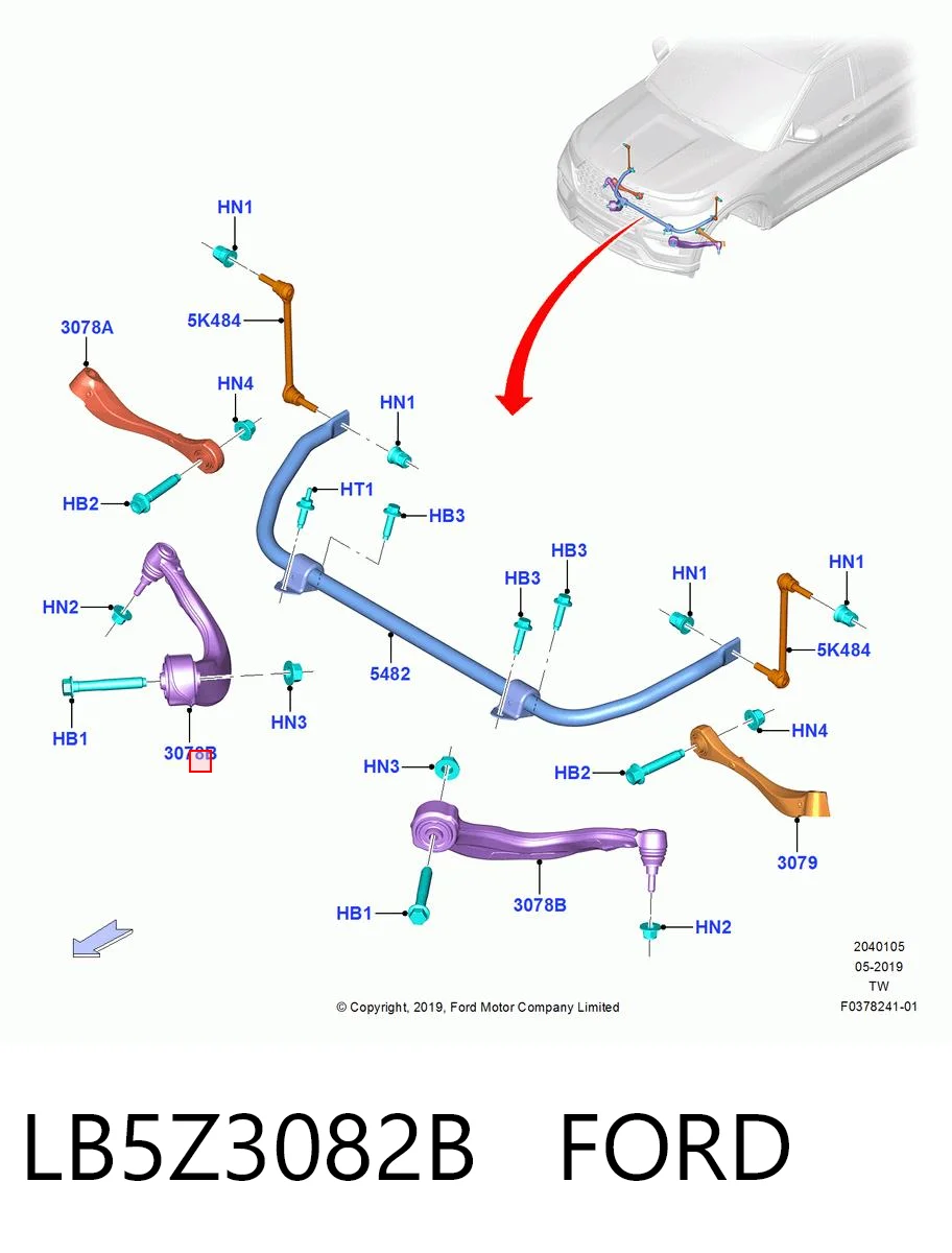 LB5Z3082B Ford Рычаг передней подвески нижний, правый