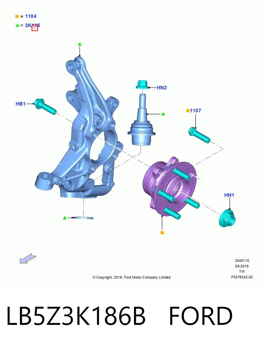 Цапфа (поворотный кулак) передний левый Ford 2394348 цена, от 114.02 USD
