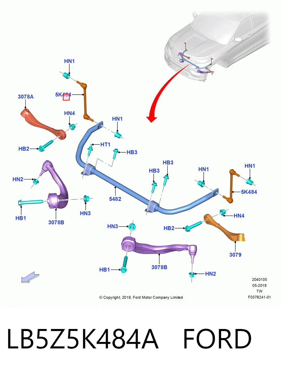 LB5Z5K484A Ford Стойка переднего стабилизатора