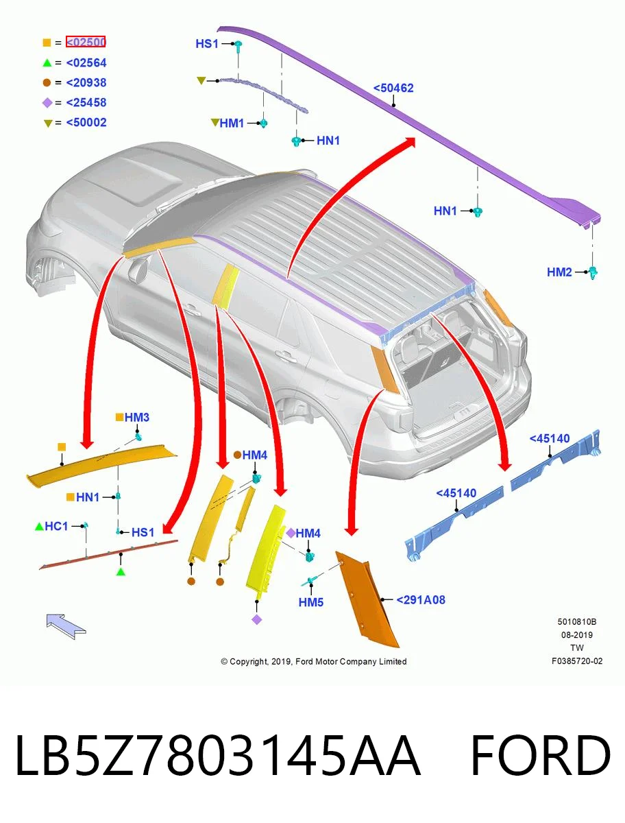 LB5Z7803145AA Ford Накладка стойки кузова внешняя передняя левая