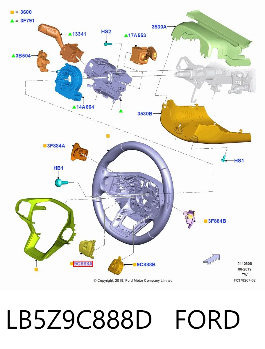 LB5Z9C888D Ford Блок кнопочных переключателей рулевого колеса