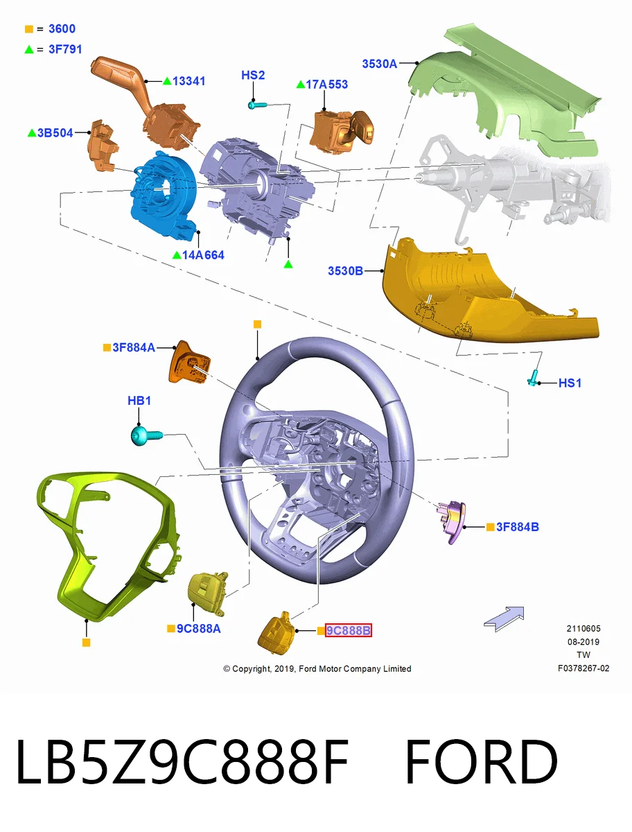 LB5Z9C888F Ford Блок кнопочных переключателей рулевого колеса