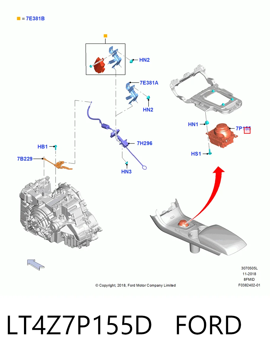 Кулиса КПП на Ford Edge II CD539
