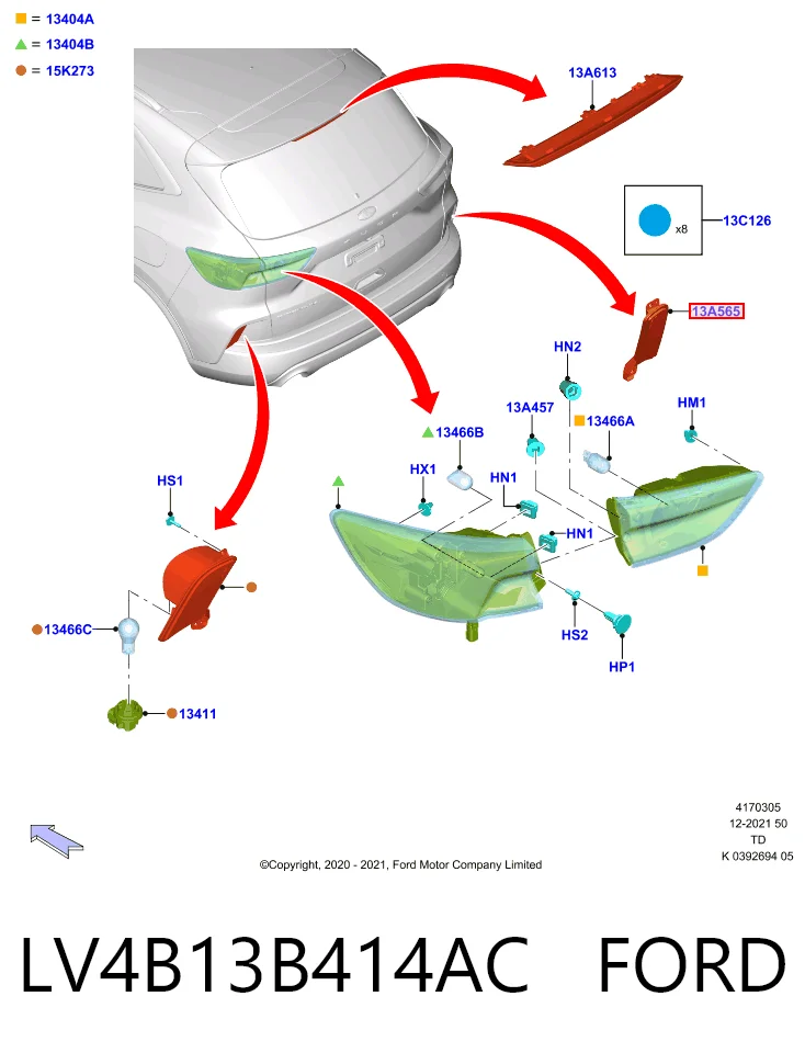 2711886 Ford Правый катафот бампера