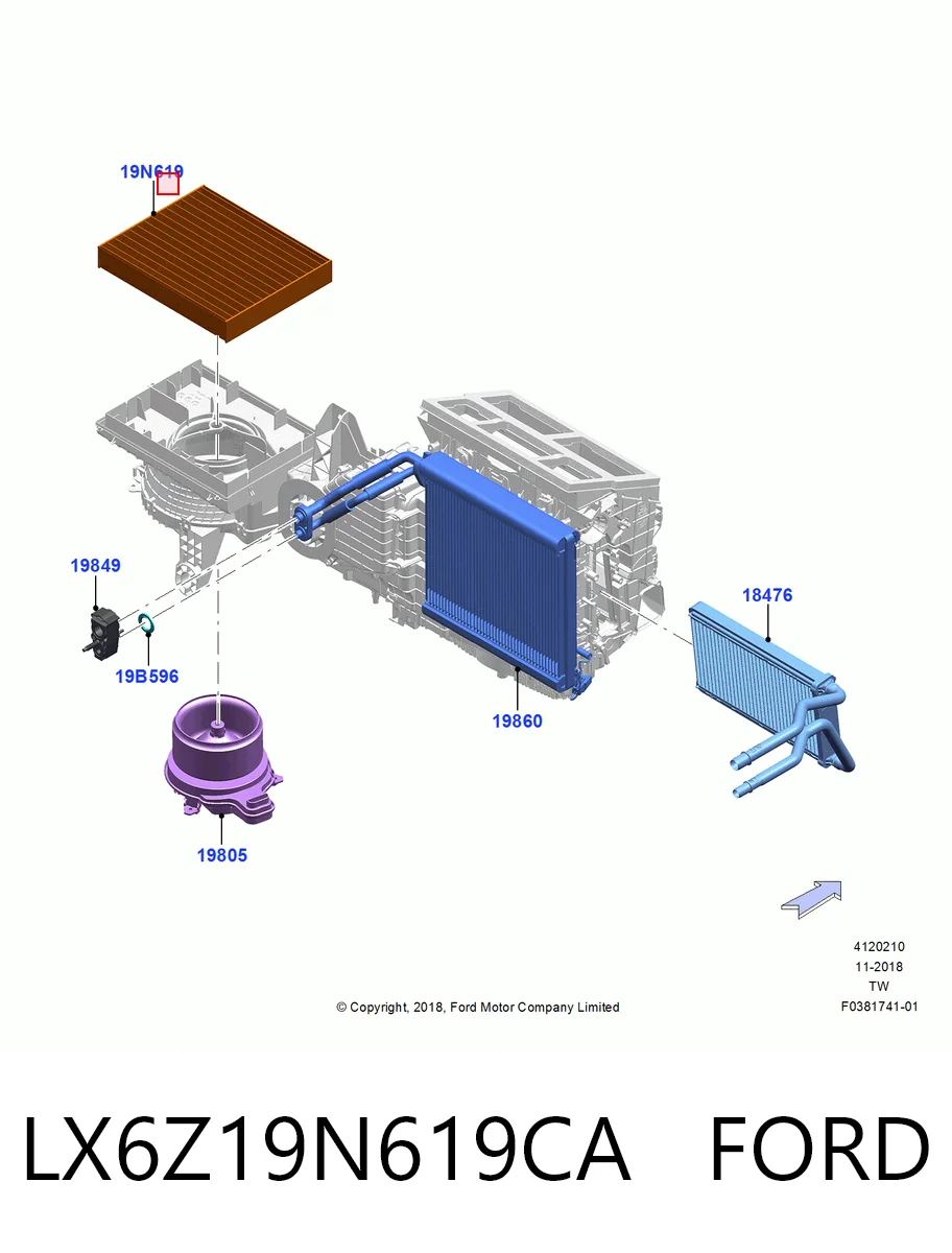 LX6Z19N619CA Ford Внутрисалонный фильтр