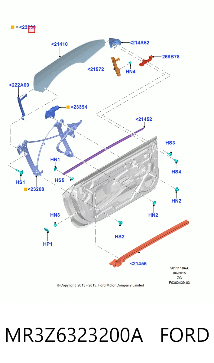 Стеклоподъемник передней правой двери Ford Mustang VI купе (ZG) (2014 - 2023) цена, от 87.67 USD
